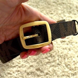 Michael Kors Brown Belt with Gold Buckle